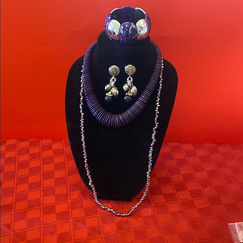 Elegant Purple and Silver Jewelry Set